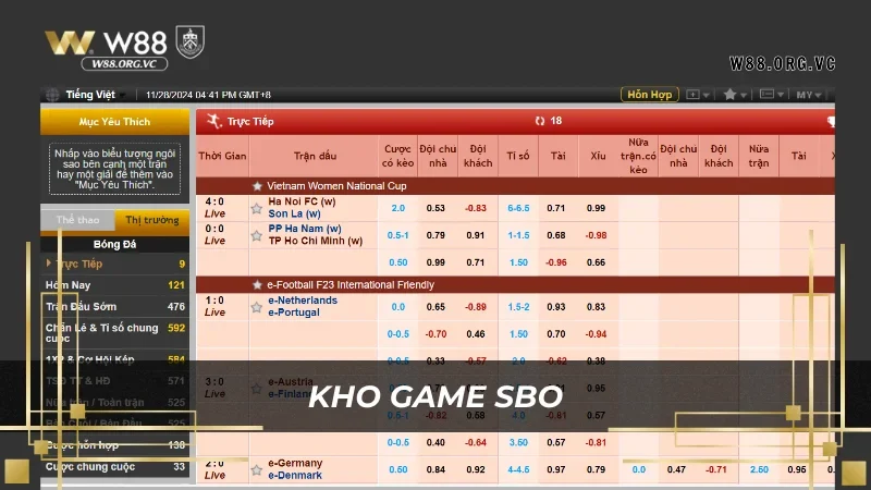 SBO Sports – Nhà Cung Cấp Có Tỷ Lệ Thưởng Số 1 Tại W88 1 Những game ăn khách do SBO Sports lập trình nên